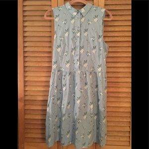 Blue floral button up sun dress